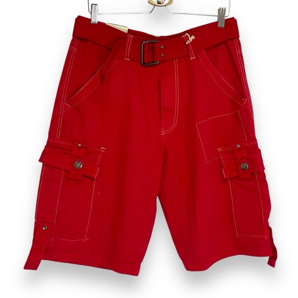 Y2K 96N Shorts Mens Red Cargo Skate Board Baggy Streetwear Dead Stock Sze 33 NWT